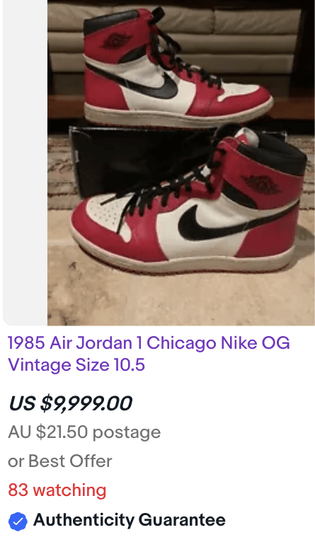 1985 Air Jordan 1 Chicago Nike OG Vintage Size 10.5