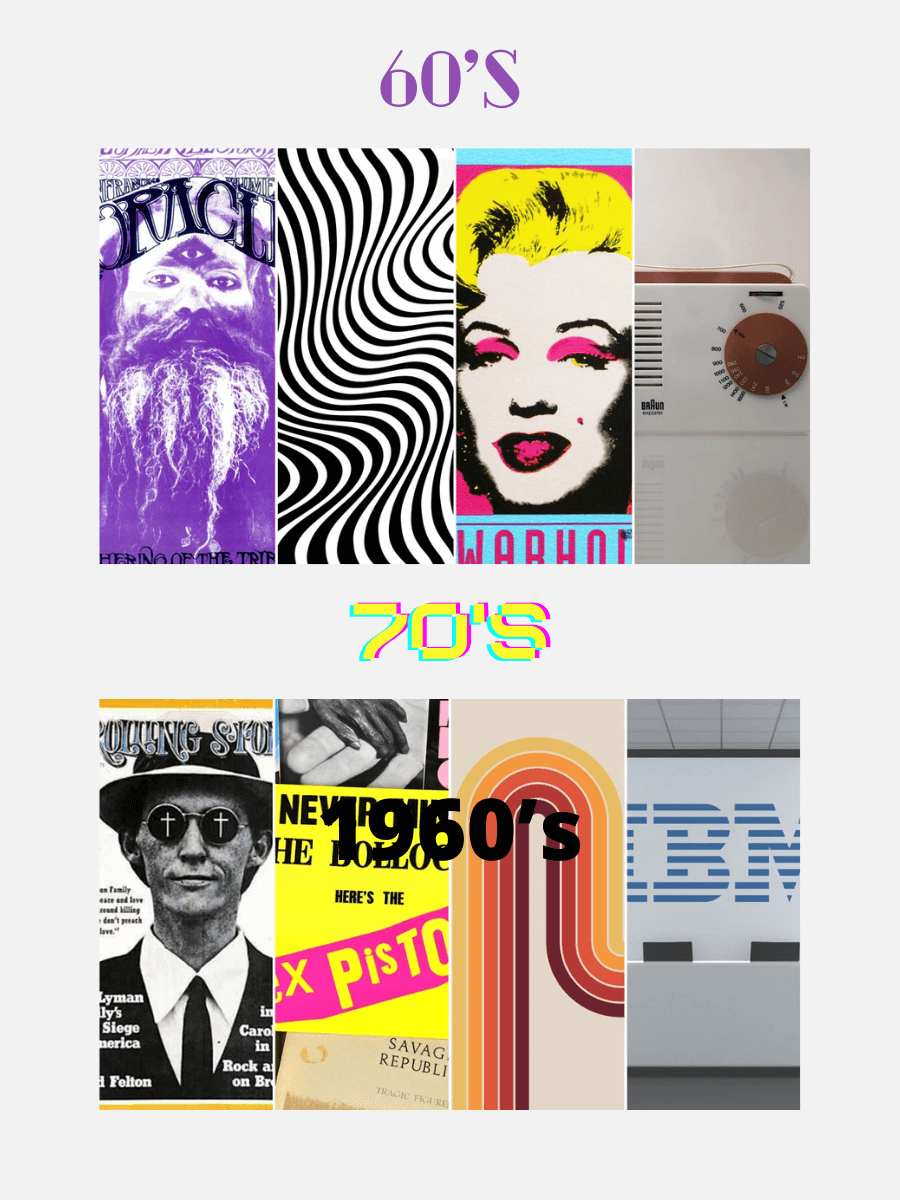 60s 70s graphic design trend vintage retro funky