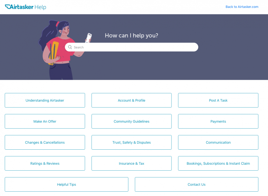 Airtasker faq example help centre
