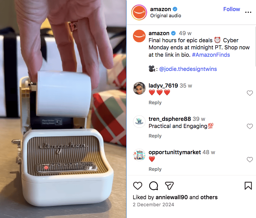 Amazon Cyber Monday marketing example idea deals