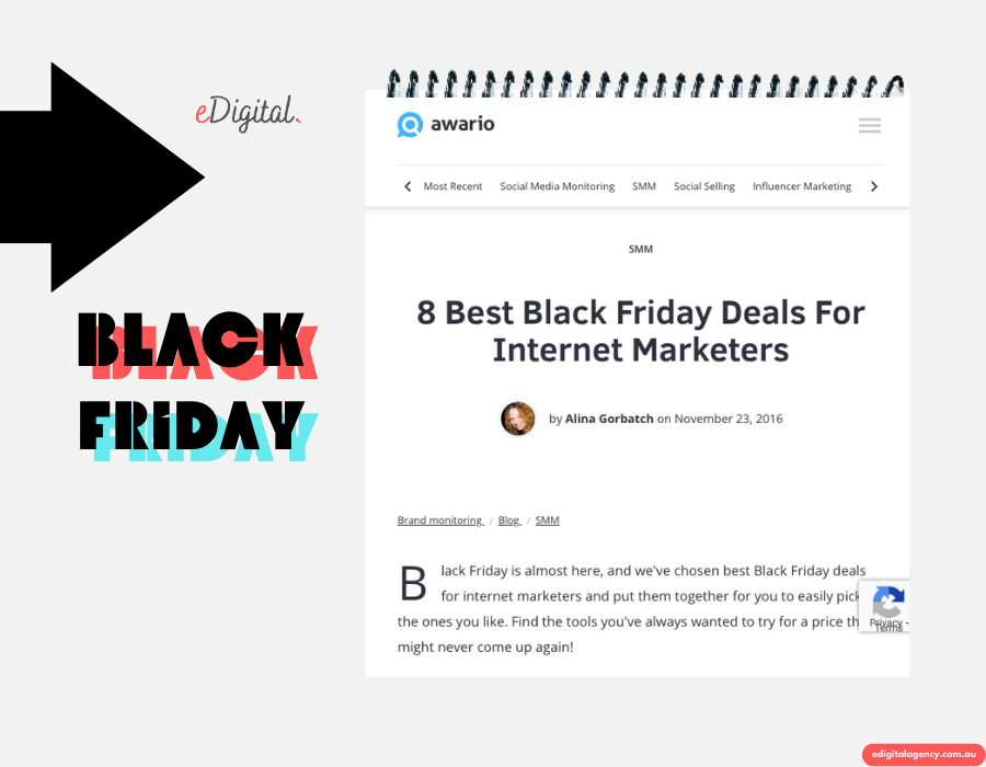 Black Friday marketing idea content example Awario