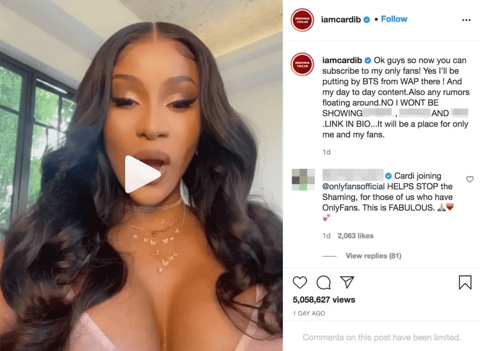 Cardi B a popular creator on OnlyFans