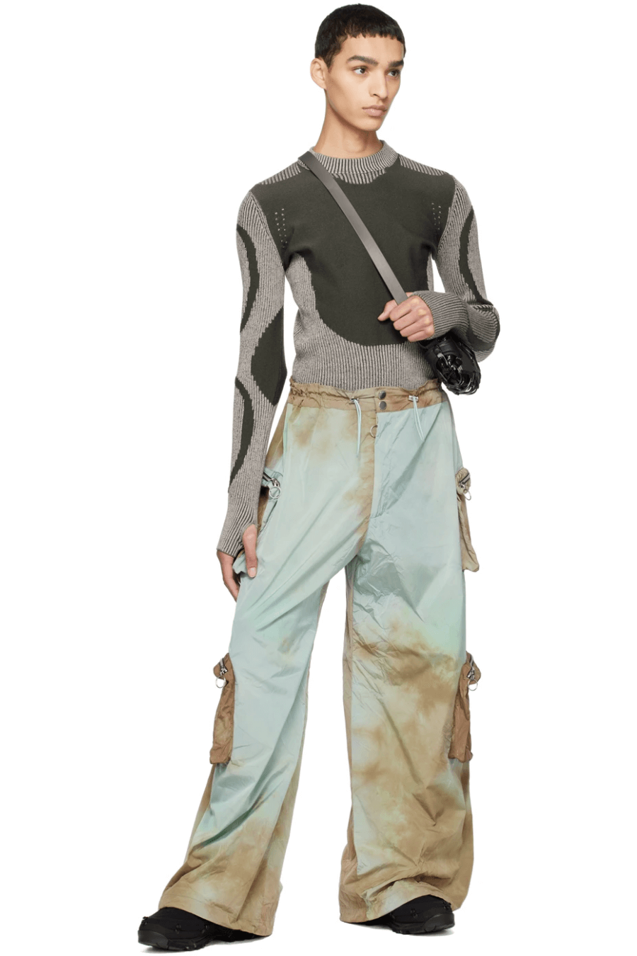 Charlie Constantinou green multi pocket cargo pants hand dyed