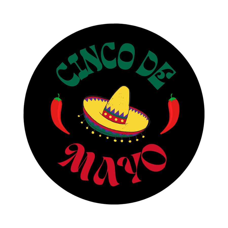Cinco de Mayo logo circular large size mexican hat chillies