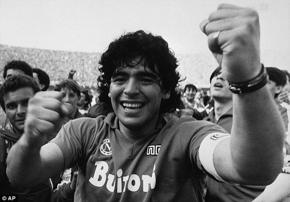 Diego Maradona smiling celebrating