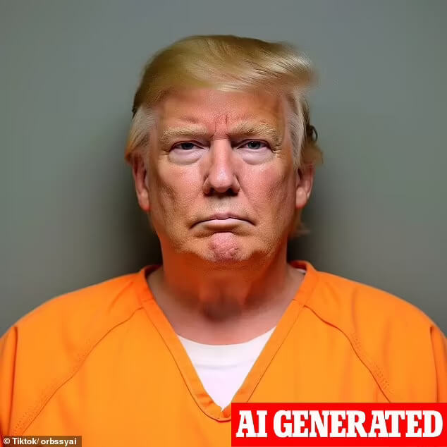 Donald Trump AI photo mug shot orange jumpsuit