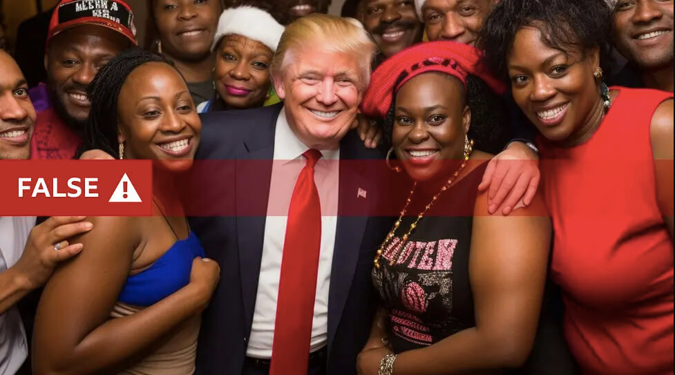 Donald Trump AI photo posing with black women