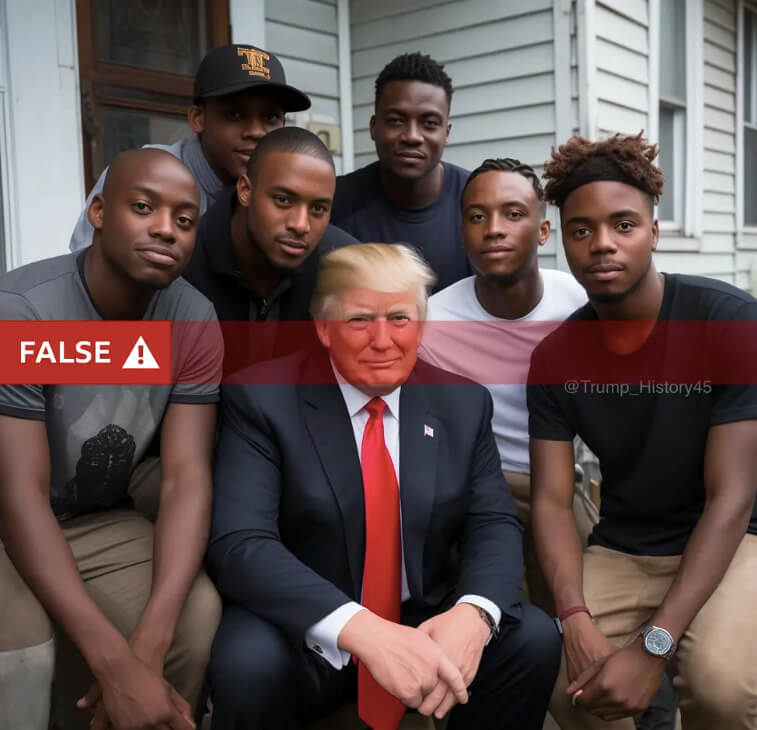 Donald Trump AI photo posing with young black men