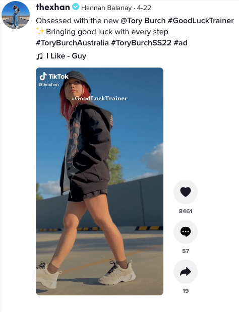 Hannah Balanay TikTok influencer Tory Burch ad