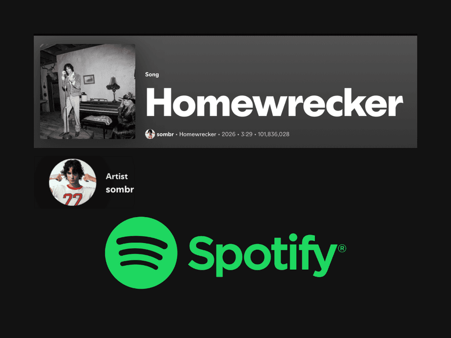 Homewrecker by Sombr a popular song on Spotify