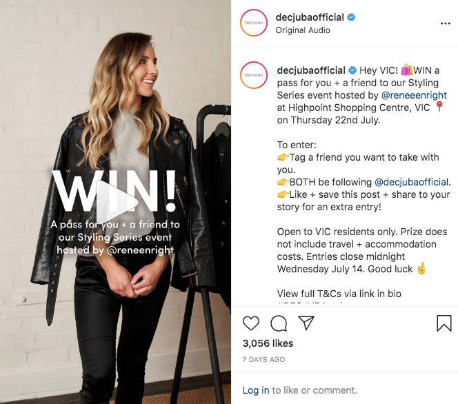 Instagram competition contest fashion Decjuba win styling pass