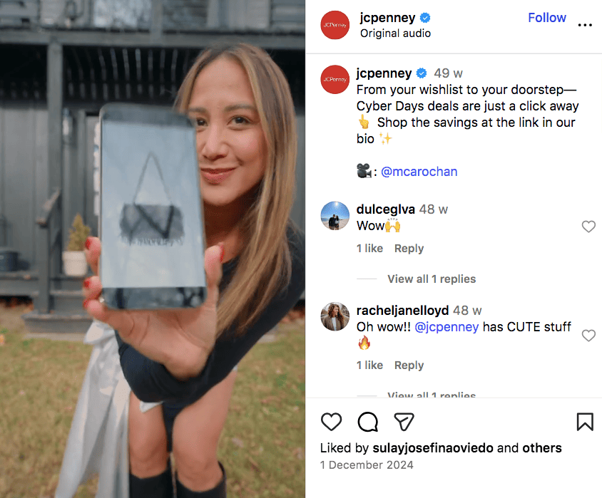 JC Penney Cyber Days deals UGC video Instagram reel 2024