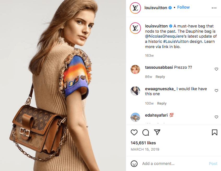 Louis Vuitton must have bag Instagram post