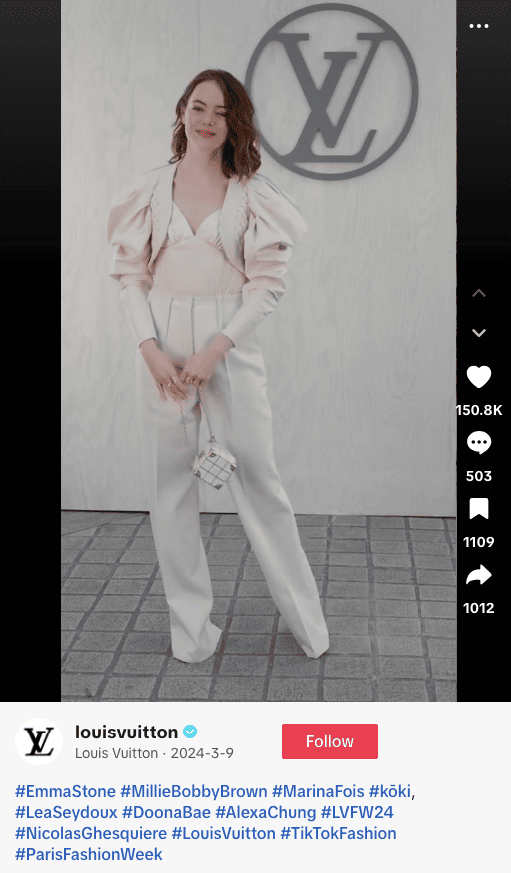 Louis Vuitton popular luxury fashion brand on TikTok