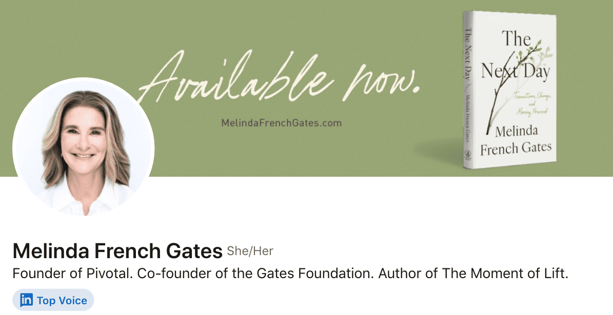 Melinda French Gates a popular person on LinkedIn