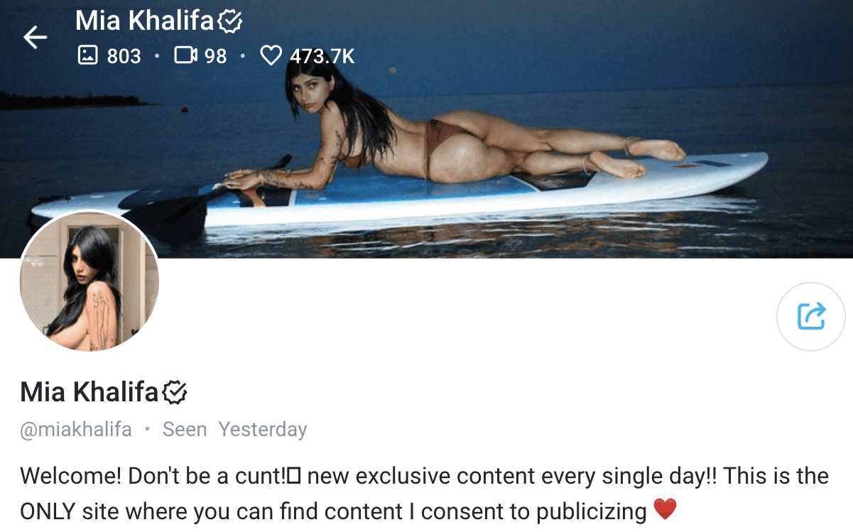 Mia Khalifa a popular OnlyFans woman creator
