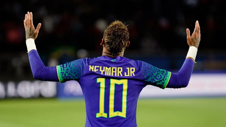 Neymar Jr wallpaper HD photo Brazil blue shirt 900 x 506 pixels laptop celebration
