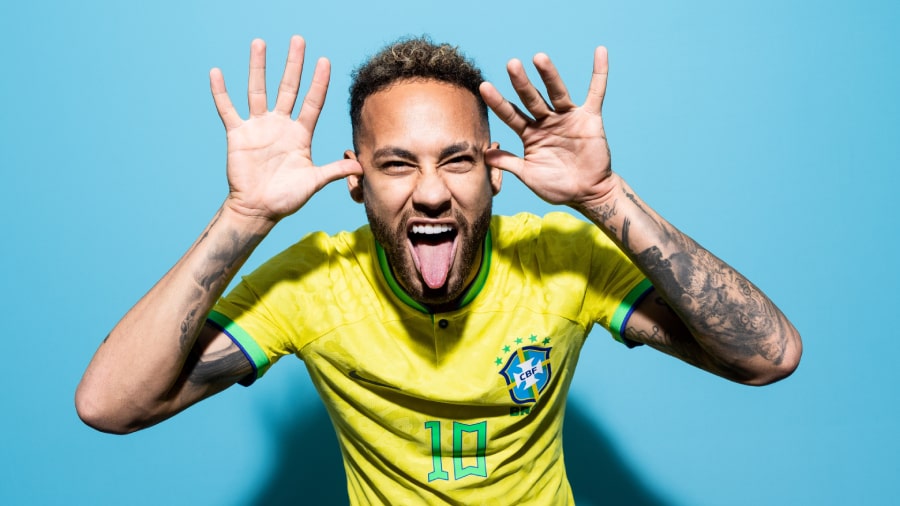 Neymar wallpaper full HD image funny photo Brazilian shirt cool celebration hands tongue out 900 x 506 pixels laptop