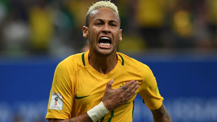 Neymar wallpaper full HD image photo Brazilian shirt 900 x 506 pixels laptop blond hair celebration