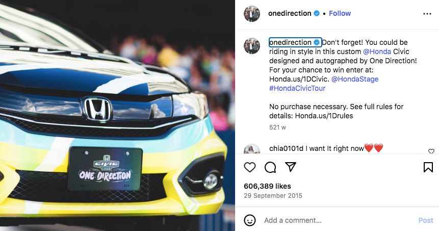 OneDirection a popular British pop music band on Instagram