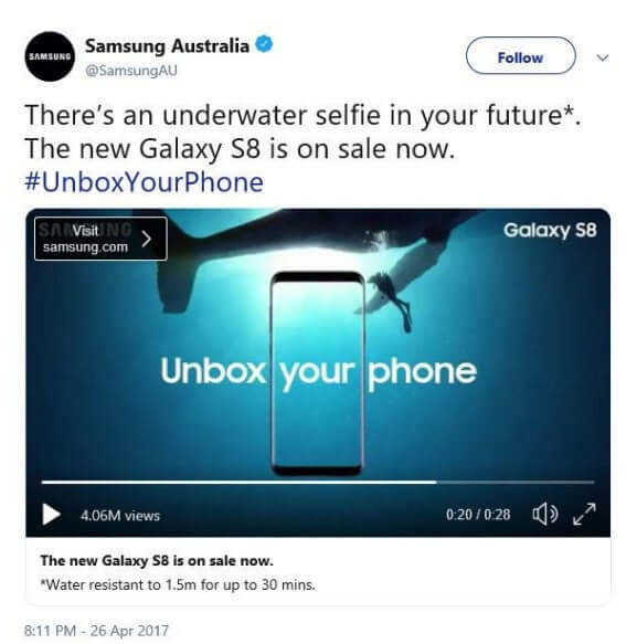 Samsung Australia misleading advertising phone sea