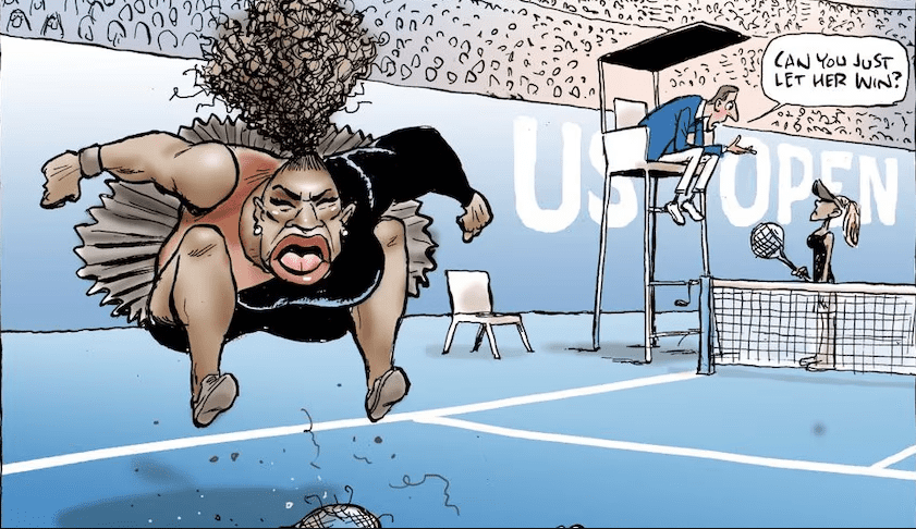 Serena Williams popular American female sports athlete on Instagram tantrum cartoon