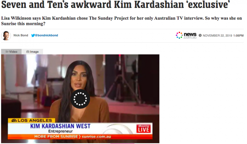 Sunrise and The Sunday Project both touting kim kardashian interview as an exclusive