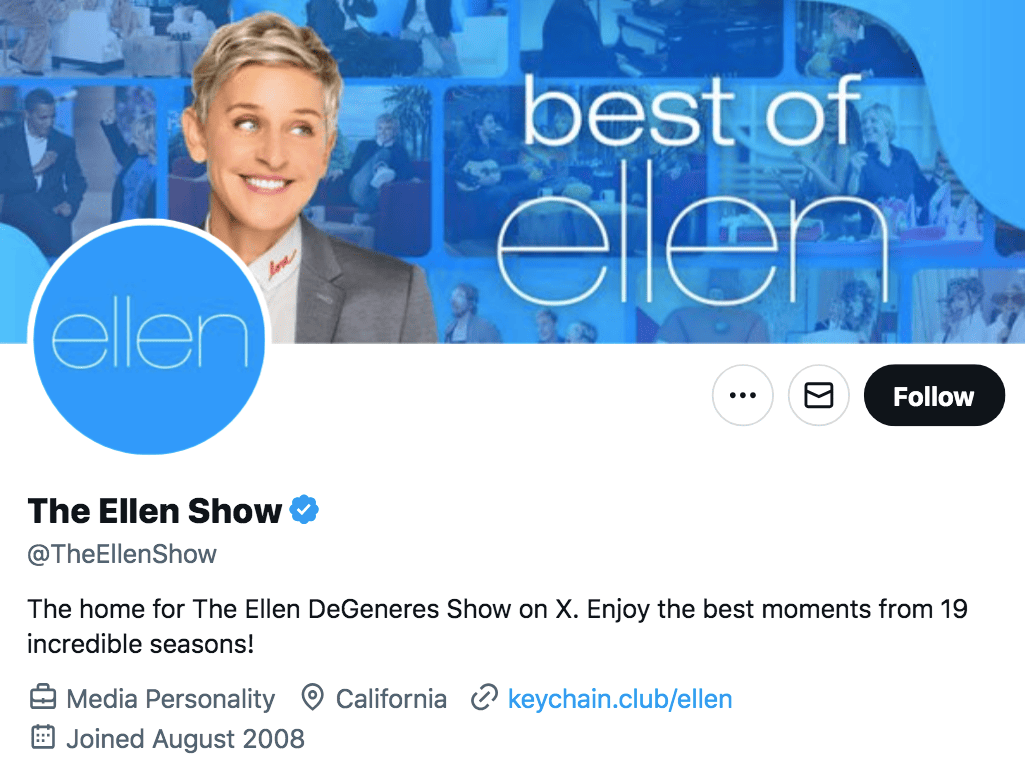The Ellen Show a popular account on X