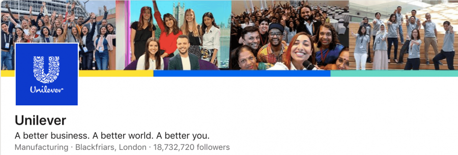 Unilever company page cover image Linkedin