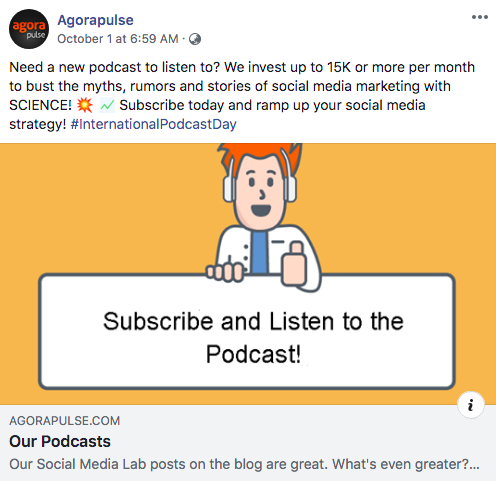 agorapulse facebook post podcast