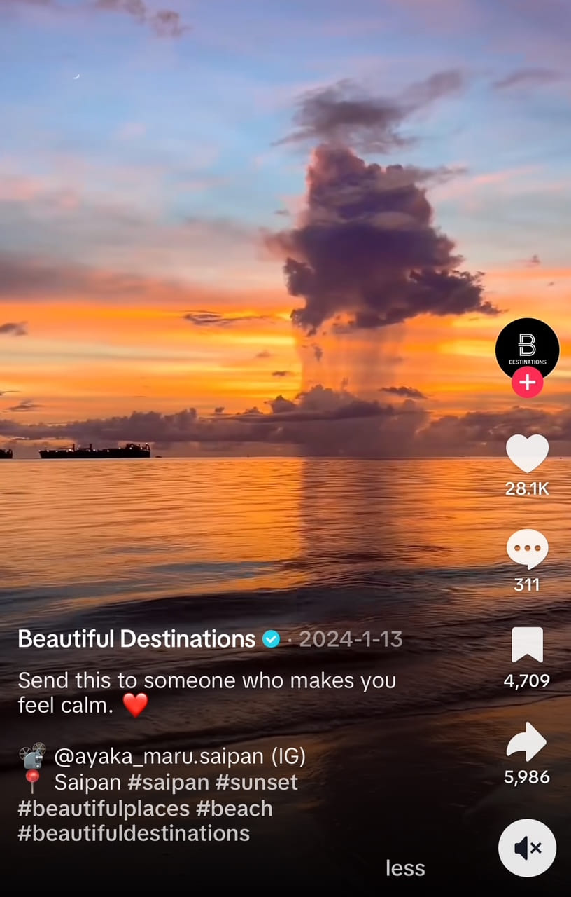 #beautifuldestinations a popular travel hashtag on TikTok