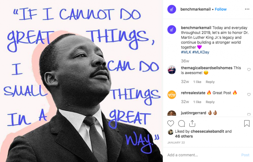 benchmark email instagram post martin luther king