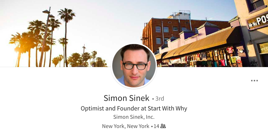 best linkedin cover image examples - casual lifestyle palm trees sun simon sinek