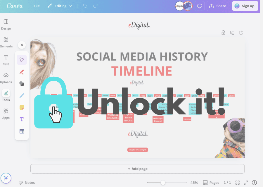 best social media timeline template on Canva