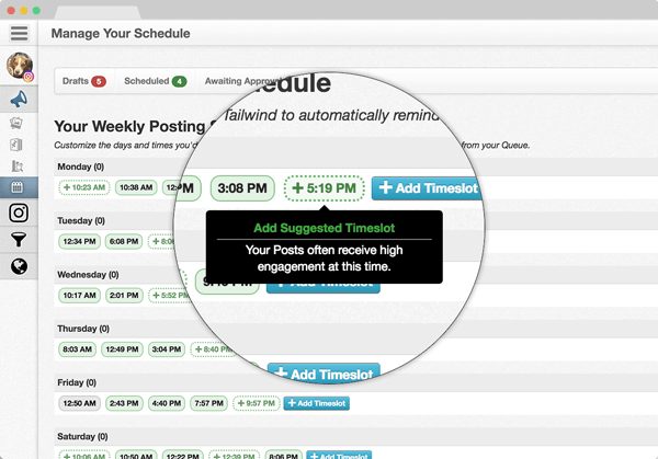 best time for posting on instagram - tailwind