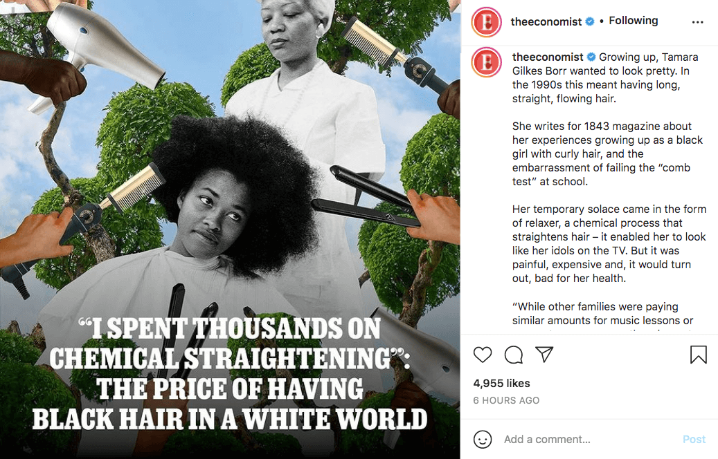 black girl curly hair story the economist instagram post