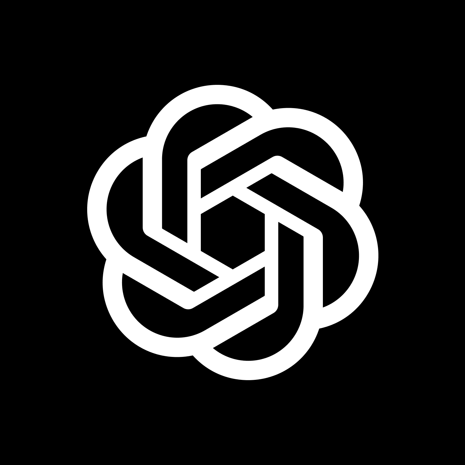 chatgpt icon white png on a black background