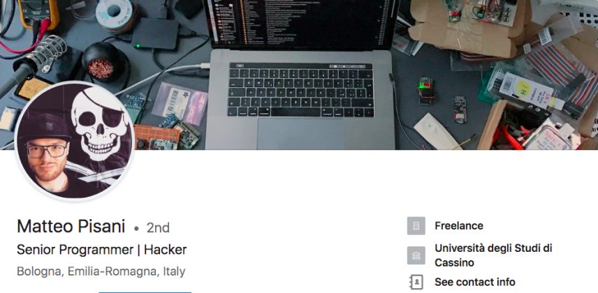 creative linkedin background cover photo image - matteo pisani senior programmer hacker