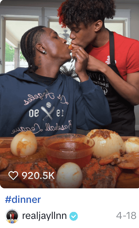 #dinner a popular food hashtag on TikTok