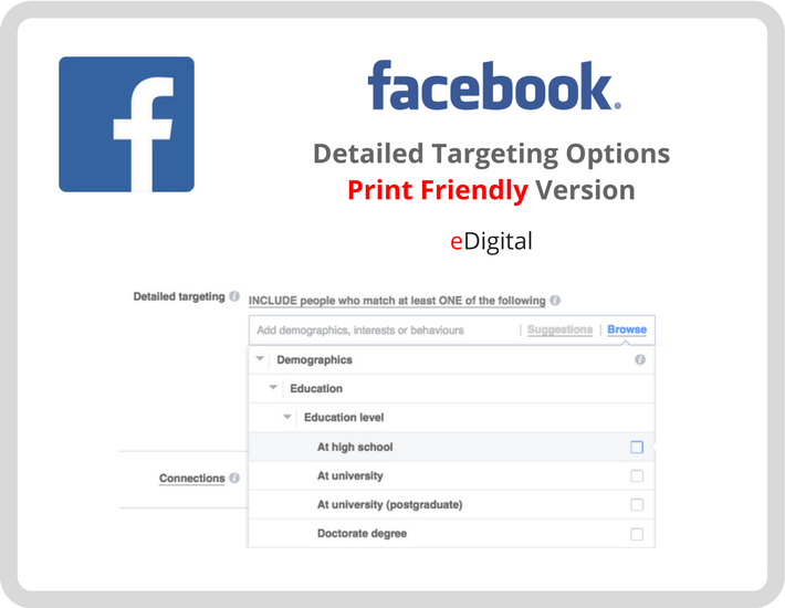 facebook advertising detailed targeting options print friendly version full list