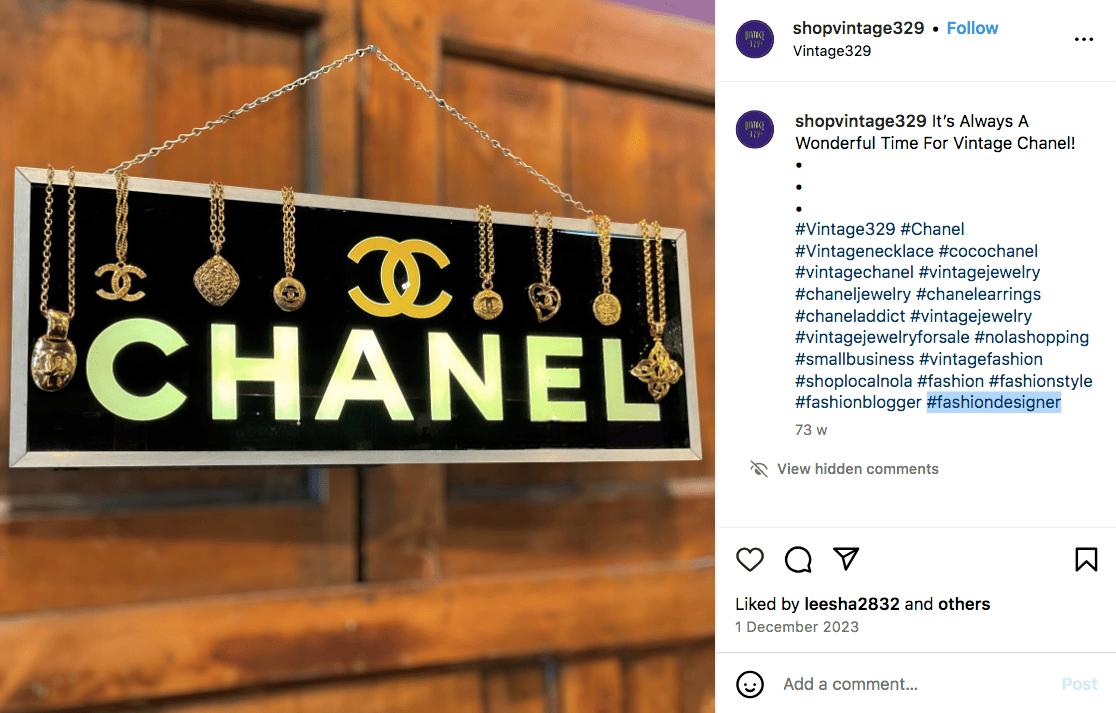 #fashiondesigner a popular fashion hashtag on Instagram