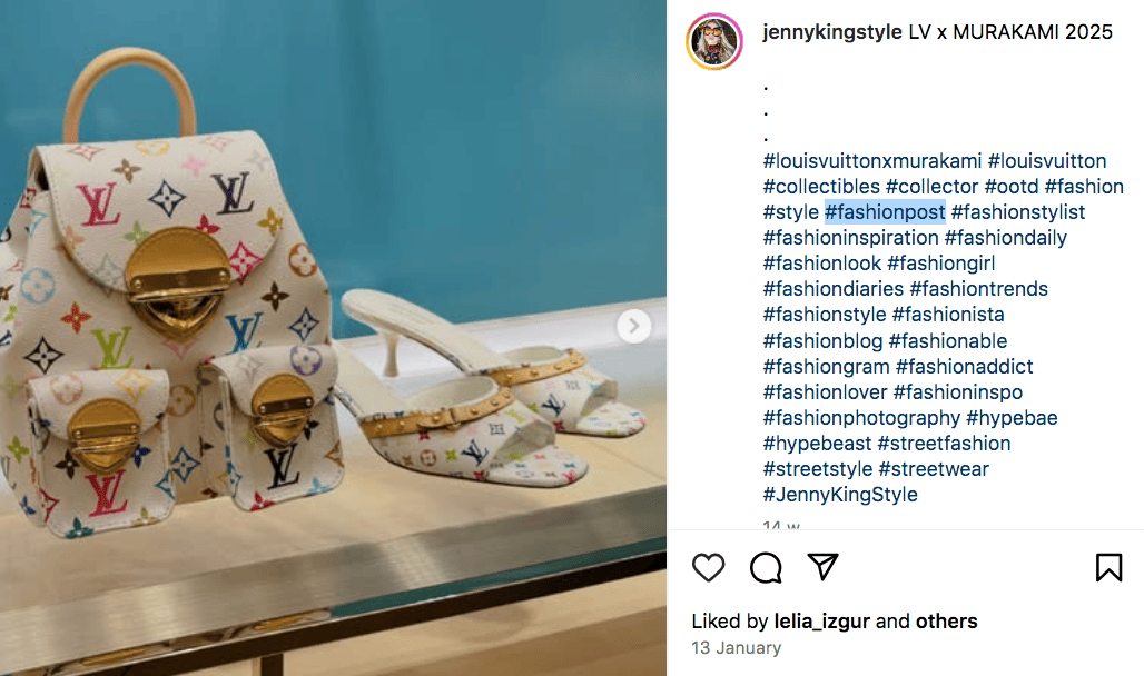 #fashionpost a popular fashion hashtag on Instagram