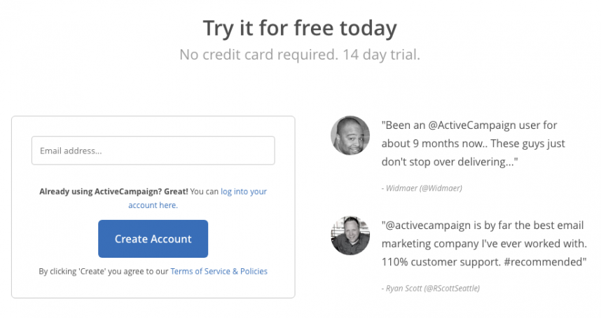 free trial example idea active campaign