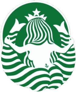 funny contortionist siren Starbucks logo green png
