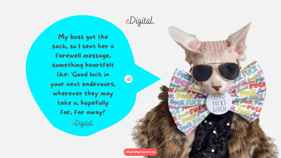 funny irreverent heartfelt farewell message to boss