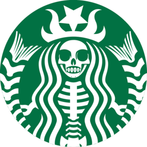 funny skeleton Starbucks logo green png