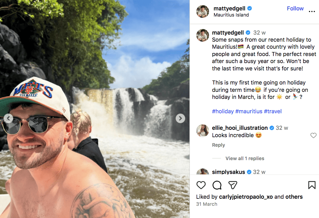 #holiday a popular travel hashtags on Instagram