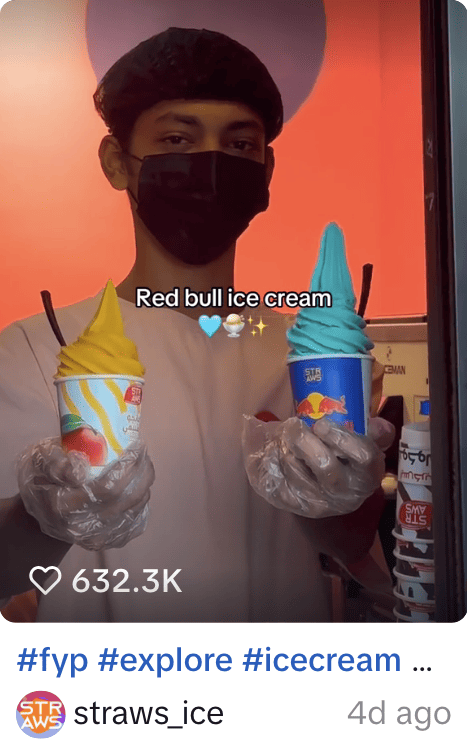#icecream a popular food hashtag on TikTok