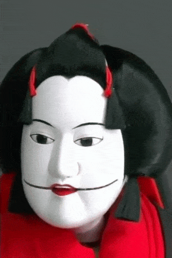 japanese geisha mask horns fangs