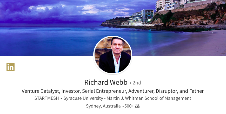 linkedin background photo ideas bondi beach icebergs richard webb venture capitalist investor